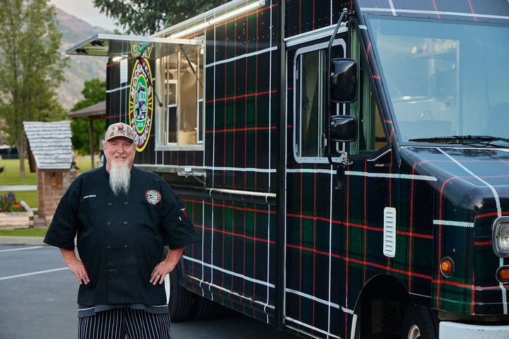 The tartan-wrapped truck